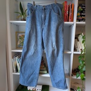 Vintage Levis Men's Blue Denim Jeans Wide Leg Rexaled Fit Size 34x30 Streetstyle